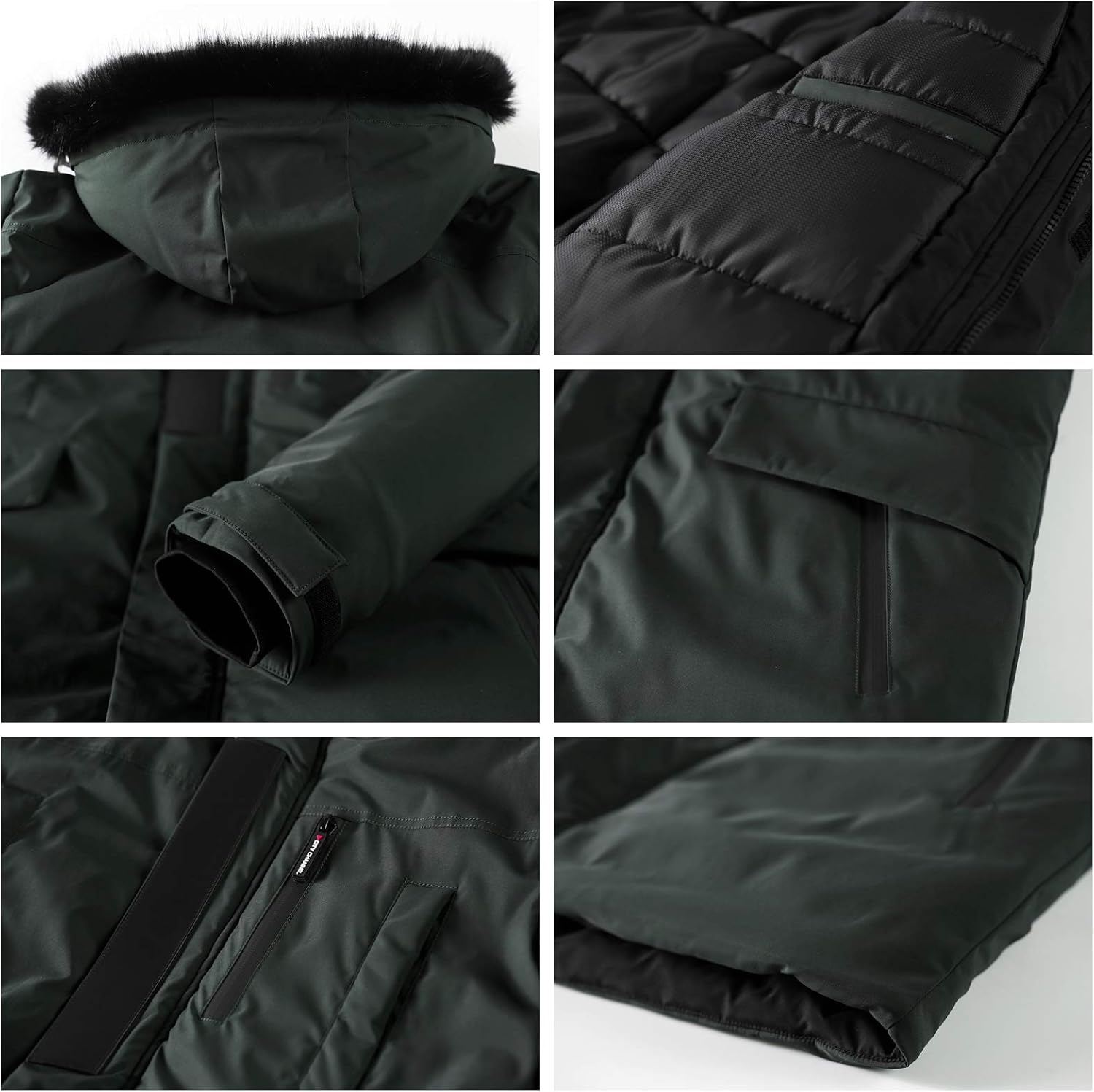WEEN CHARM Men's Warm Parka Jacket Anorak Jacket Winter Coat with Detachable Hood Faux-Fur Trim: Clothing