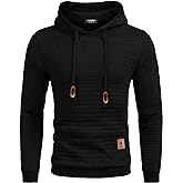 COOFANDY Mens Hooded Sweatshirt Casual Long Sleeve Drawstring Waffle Knit Pullover Hoodies