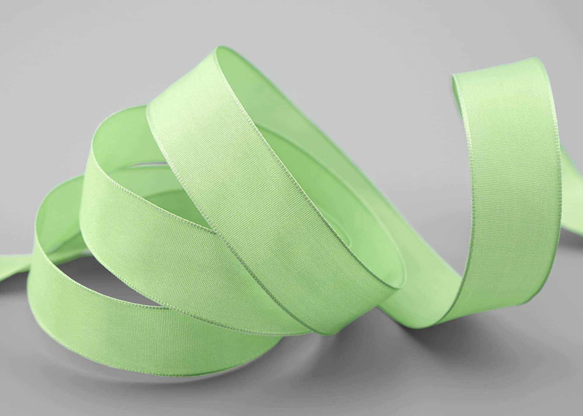 finemark 20 m x 25 mm Wired Silk Ribbon Lina 037 Lime Green Fabric Decorative Wire Edges Gift Table Decoration Wedding Easter Visco Card Design