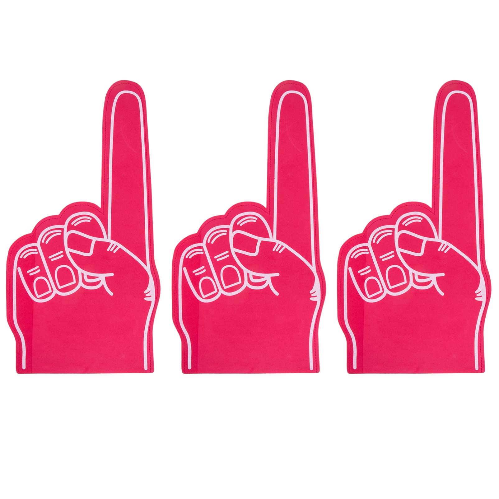 Homoyoyo Cheer Foam Finger Foam Hand Large Foam Hands for Cheerleading Competition, Foam Finger Cartoon Giant Cheering No. 1 Foam Finger for Sports Event Games Celebration (Red) 3PCS
