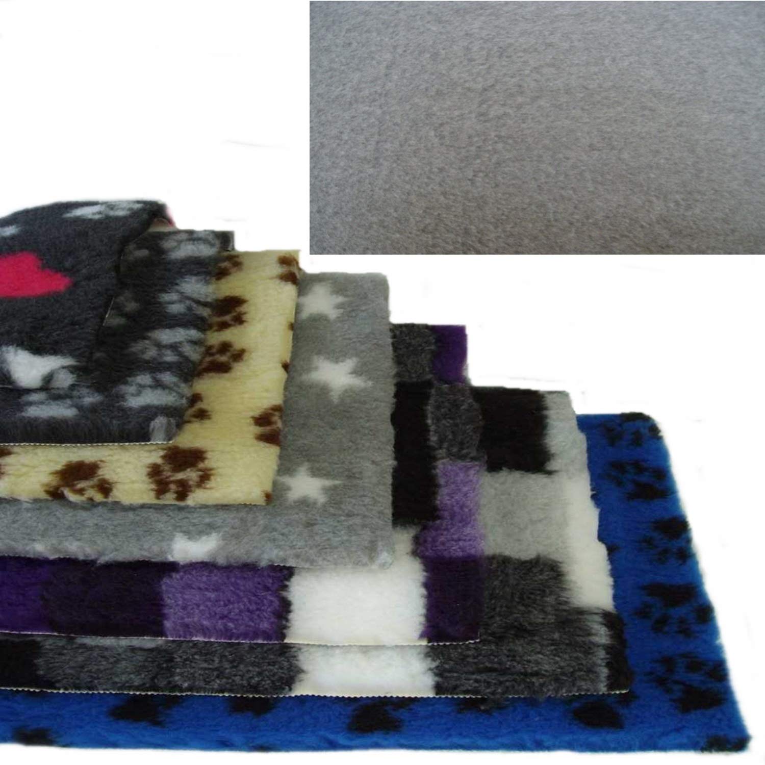 PnH Veterinary Bedding ® NON SLIP – 50cm x 75cm Rectangle – Large Choice of Colours – Ribbed Rubber Backing – READY TO USE, SELVAGE EDGE REMOVED (Plain Grey)