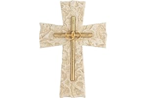 Grace4Joy Wedding Wall Cross, 10 Inches Marriage Prayer Wall Decor Religious Wedding Gifts, Hand Painted Faith Hope Love Cross Unique Gifts for Anniversary, Newlyweds Couple(Gold)