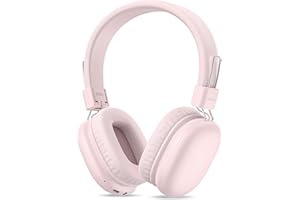 awatrue Kids Bluetooth Headphones, Over-Ear Wireless Headphones with Microphone, Safe-Volume 85dBA, Bluetooth 5.4, Foldable Lightweight and Comfortable, 50H Playtime, USB-C Charging, Pink