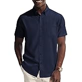 PJ PAUL JONES Mens Dress Shirt Casual Untucked Shirts Short Sleeve Button Down Shirt with Pocket