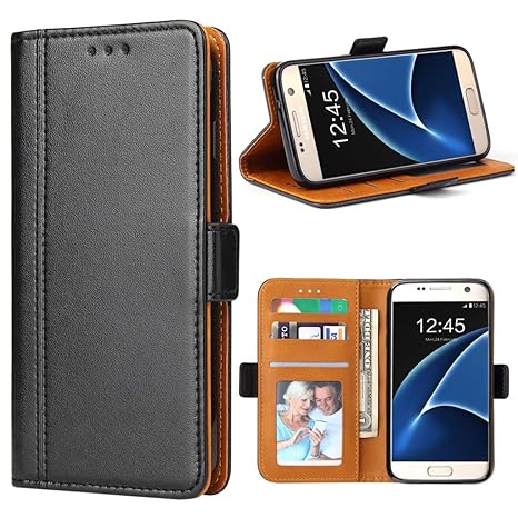 Bozon Galaxy S7 Hülle, Leder Tasche Handyhülle für Samsung Galaxy S7 Schutzhülle Flip Wallet mit Ständer und Kartenfächer/Mag