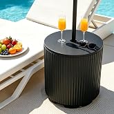 NicBex Outdoor Umbrella Base Table with 1.5 Inch Pool Side Hole,Black | 2 in 1 Umbrella Stand Table, Water Bladder, Free-standing, For Pool Beach Backyard