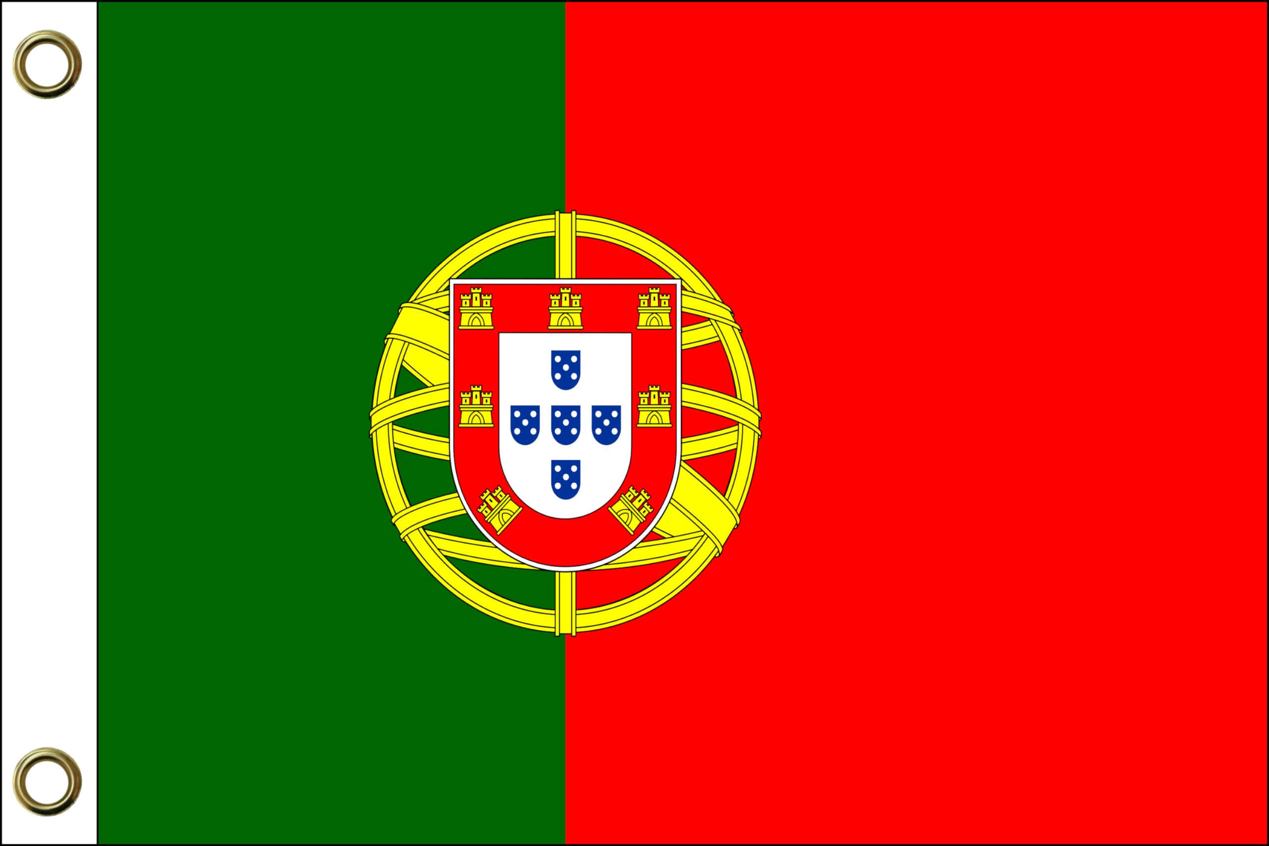 Portugal Flag, 150 cm x 90 cm / 90 x 150 cm, Weatherproof & Durable, Polyester with Two Eyelets