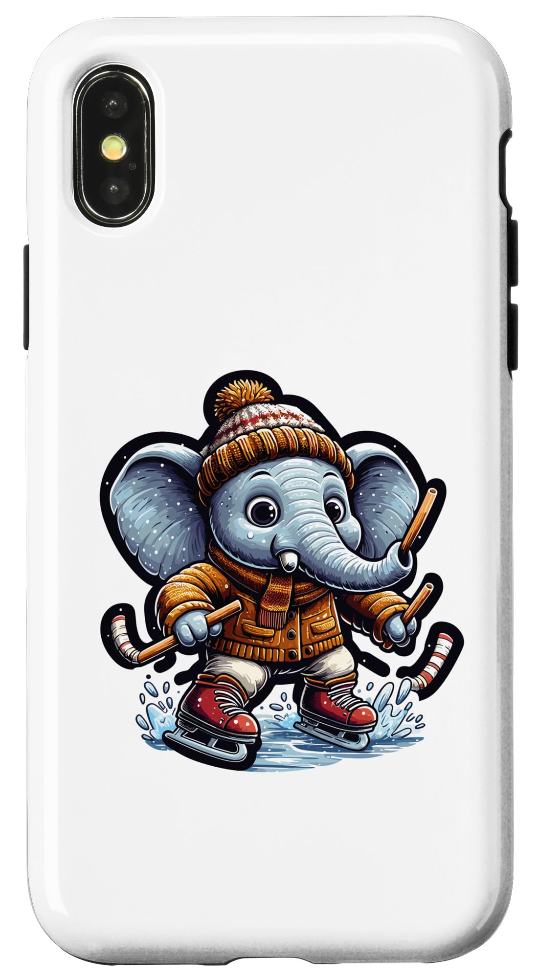 iPhone X/XS Cute Elephant Hockey Player Lover - Elephant Playing The Hoc Case