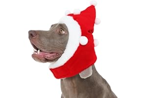 FUAMEY Large Dog Christmas Hat Red, Adjustable Headwear, Thermal Cozy Lining, Xmas Party, Family Photo, Easy Wear