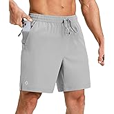Ksmien Men's Running Shorts 7 Inch with Zipper Pockets Quick Dry Lightweight Athletic Shorts for Workout Gym Basketball