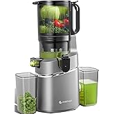 AMZCHEF Cold Press Juicer, 5.8" Self-Feeding Juicer Machines for Whole Vegetable & Fruit, Masticating Juice Easy to Clean, Hi