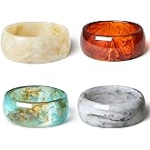 ALEXTINA 4Pcs Acrylic Big Bangle Bracelets for Women, Colorful Geometric Chunky Resin Bangles Set Wide Dome Shape Bangle Acrylic Resin Fashion Holiday Jewelry for Everyday Wear