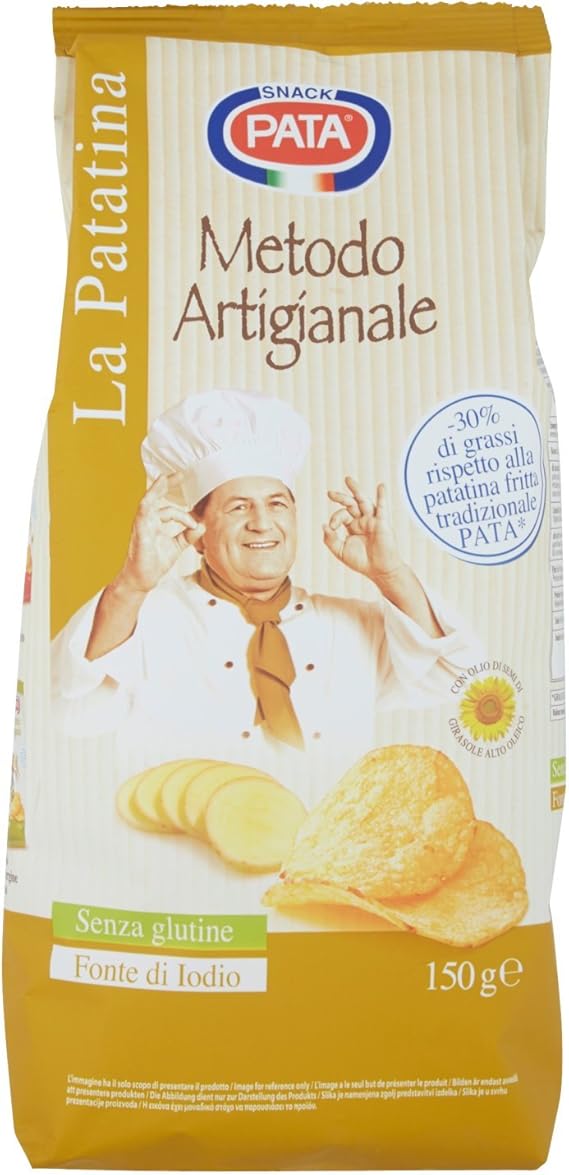 Snack Pata La Patatina Artigianale Con Sale Iodato 150g Amazon It Alimentari E Cura Della Casa