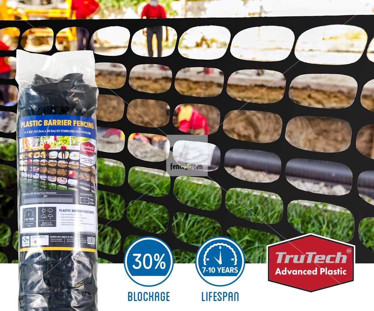 Plastic Fence Netting for Debris, Safety, Boundary and Snow Fencing - Black