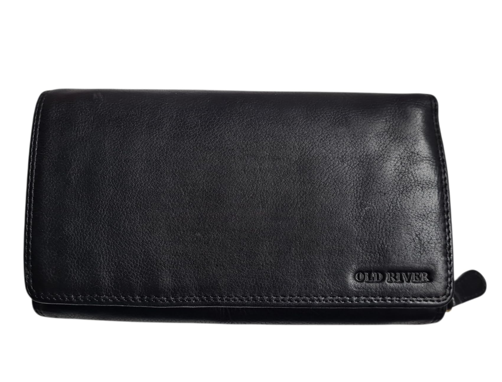 Leather Women's Purse XXL, Leather Wallet Nappa Leather with 2 Large Note Compartments, Box Travel Organiser Genuine Leather (19/10.5/4 cm), black, S, Vintage