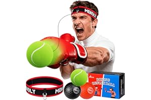 MENOLY Boxing Reflex Ball, Include 3 Boxing Balls and Red Headbands
