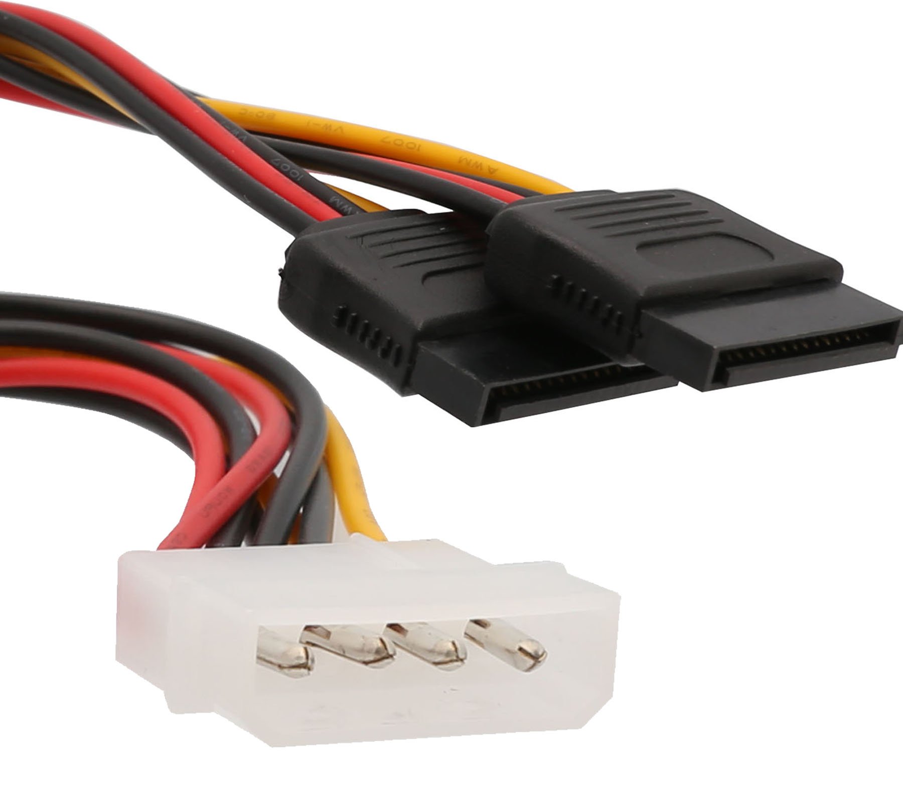 Syba Molex Power to 2 SATA Power Splitter Cable