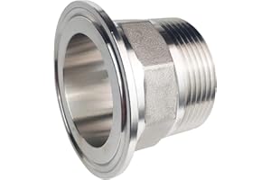 LOZOME 2" Sanitary Tri Clamp Tri Clover Fittings To NPT 1-1/2" Hex Male Thread Adaptor 304 Stainless Steel