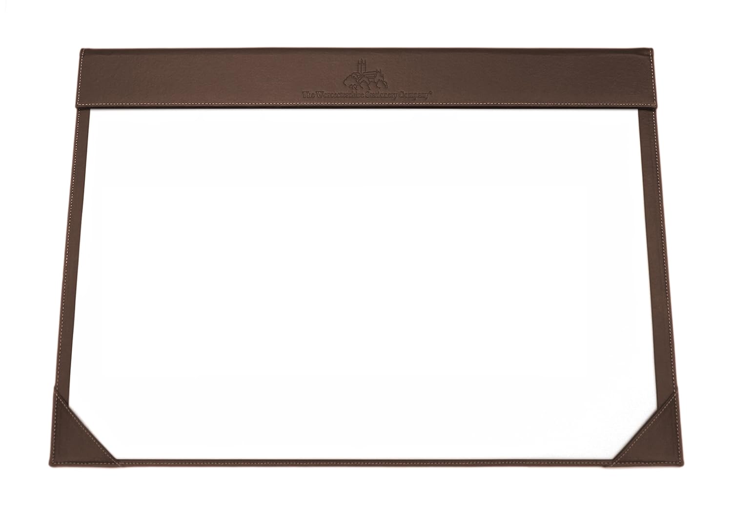 A2 Desk pad Holder, Faux Leather, Brown, Supplied with 12 Sheets of