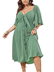 SCOMCHIC Plus Size Summer Dress Casual Short Sleeve