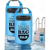 2 Pack 25lb Heavy Duty Pool Ladder Weights, Universal Above Ground Pool Step Sand Bags with Handles, 500D PVC Durable Waterproof & Foldable Pool Weights for Swimming Pool Stairs (Sky Blue)