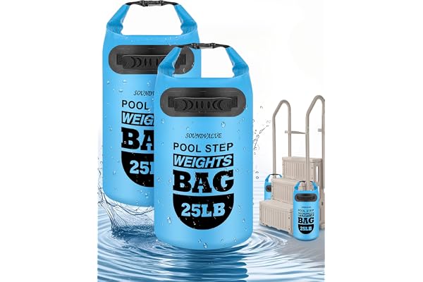2 Pack 25lb Heavy Duty Pool Ladder Weights, Universal Above Ground Pool Step Sand Bags with Handles, 500D PVC Durable Waterpr