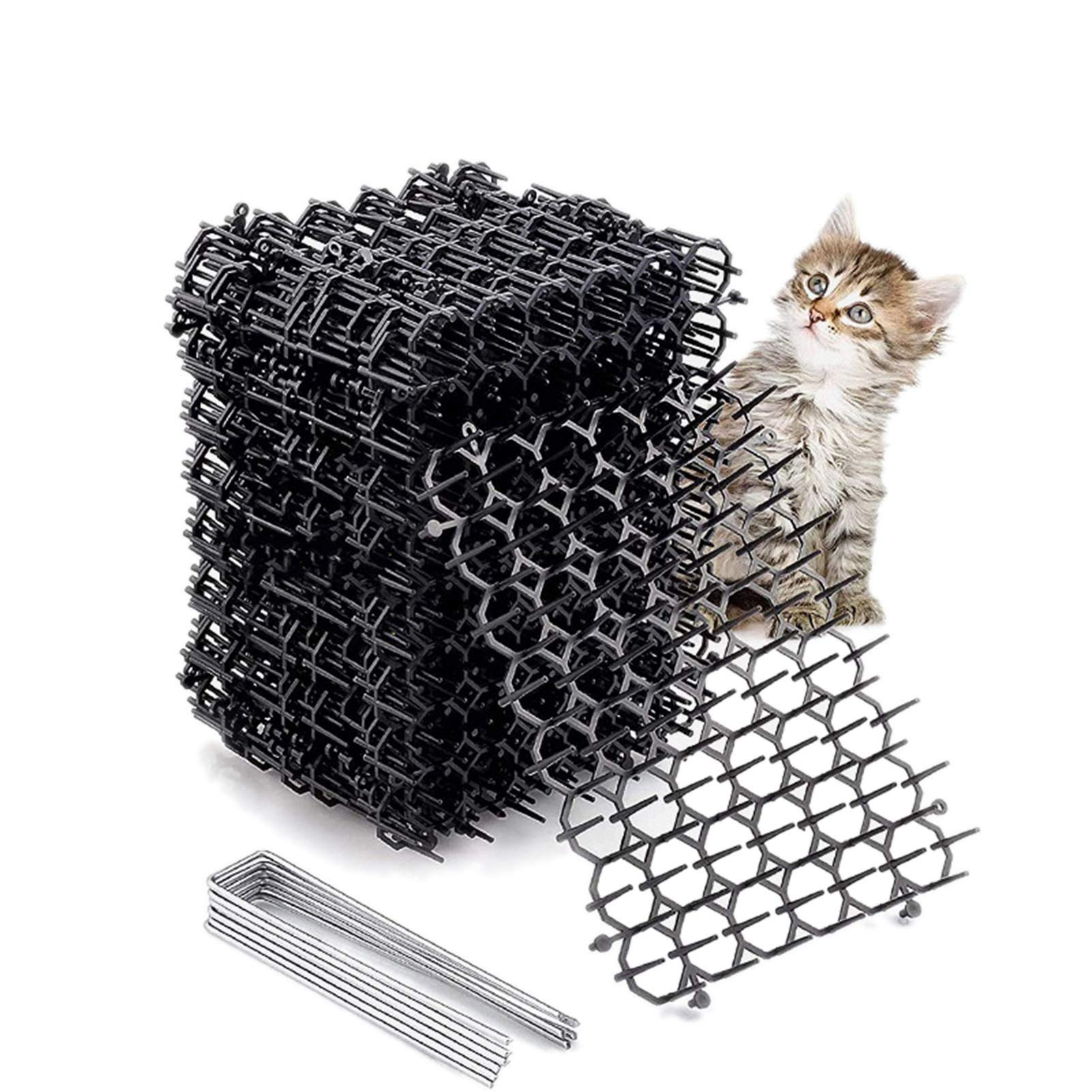 Fuyamp 12 Sheets Cat Scat Mat with Spikes, ABS Plastic Pet and Dog Deterrent Prickle Mat for Garden, Porch, Home, Anti Cat Mat Indoor Outdoor Mat