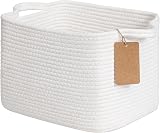 TIMEYARD Woven Storage Basket Cotton Rope 33x25x22.5cm White