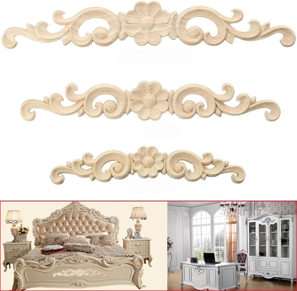 Alcyoneus Door Furniture Cabinet Decor Wood Carved Corner Onlay Applique European Style