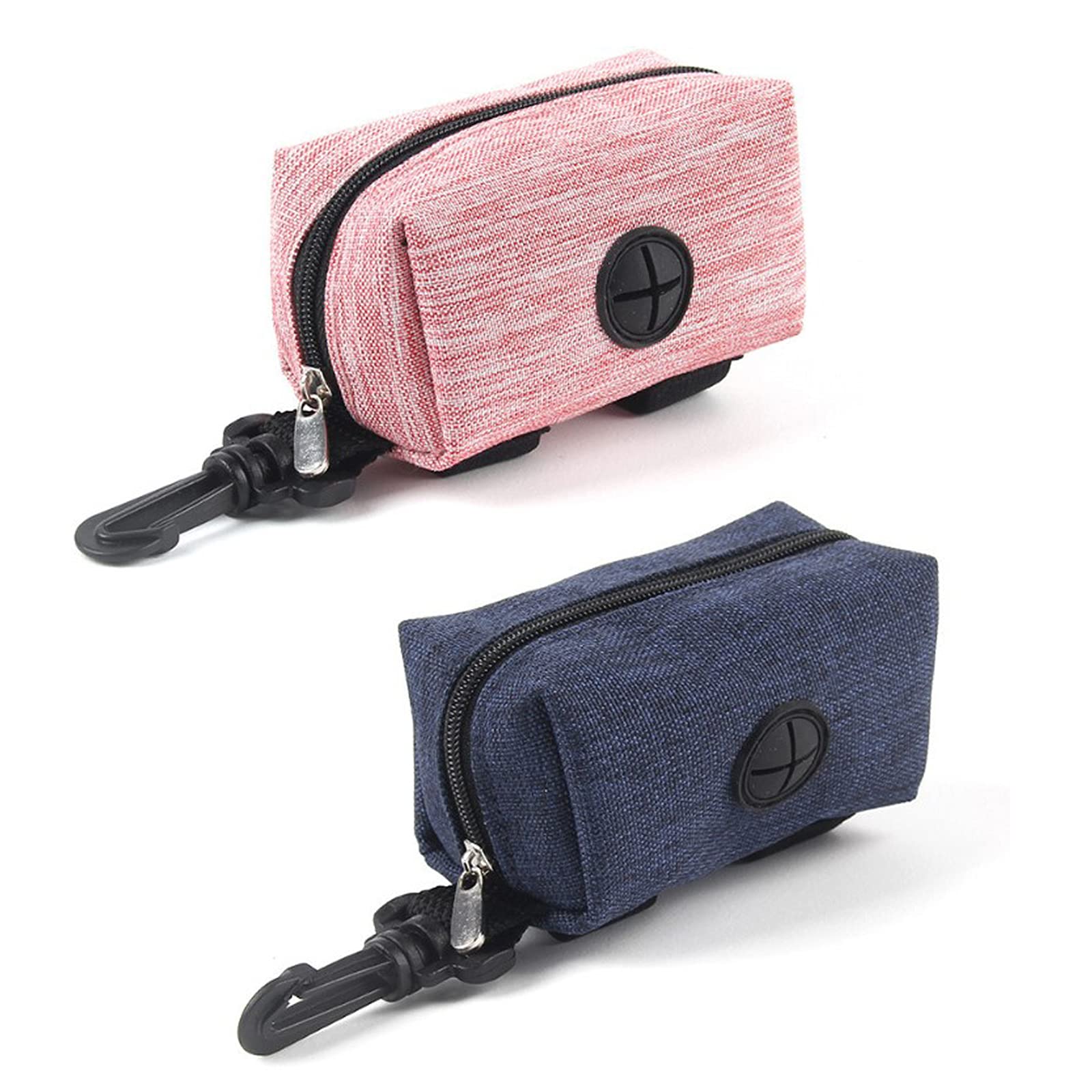Monsully 2 Pcs Dog Poo Bag Holder, Dog Poo Bag Dispenser Walking Accessories,Pet Poop Accessories Dispenser Leash Attachment,for Pet Running,Hiking (Pink+Dark Blue)