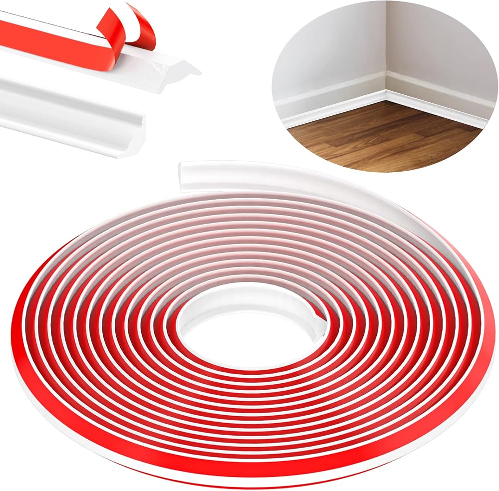 Fixmend TPE Quadrant Trim 6M Self Adhesive Wall Corner Edging White 19x13mm