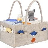 Maliton Nappy Caddy Khaki 13x9x7in with Removable Dividers Baby Organizer view 2