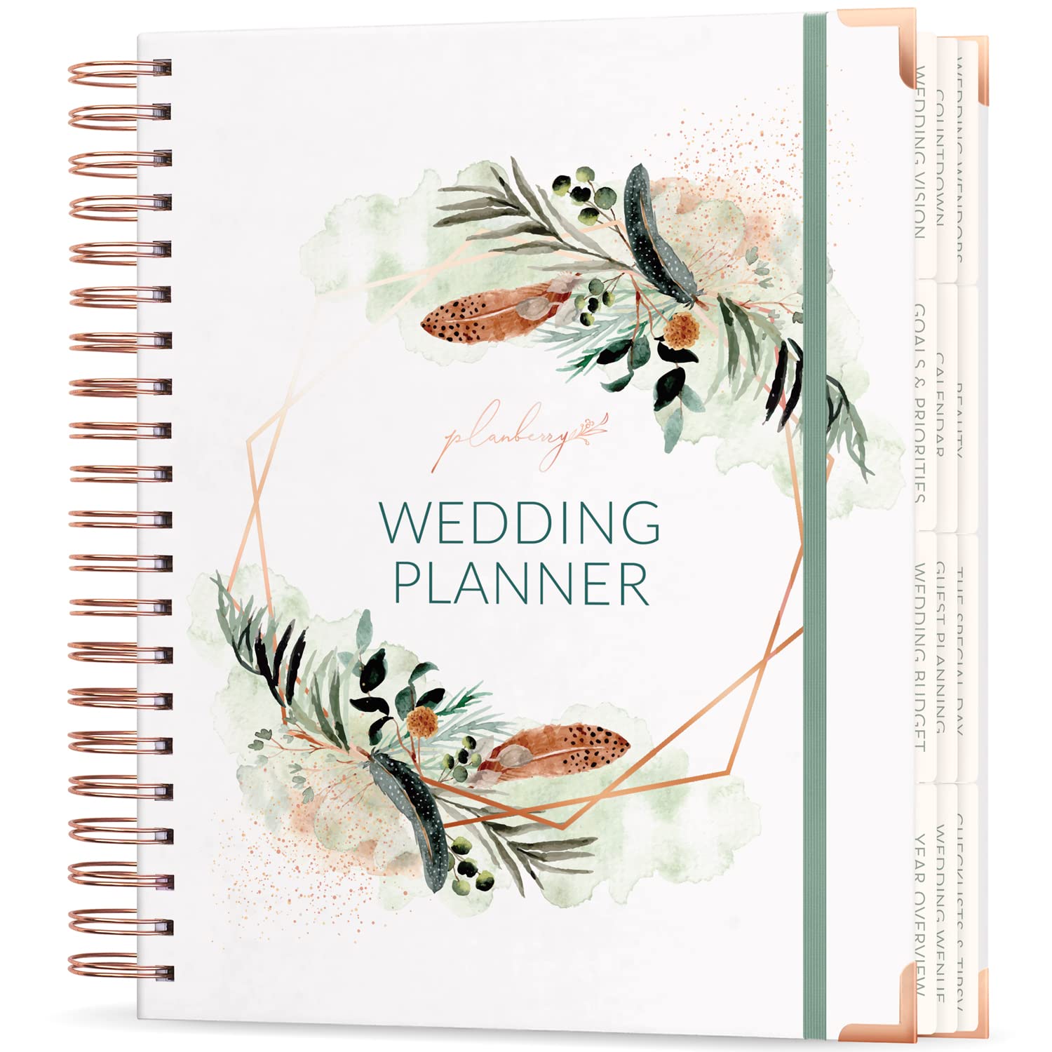 PLANBERRY Wedding Planner – Planning Binder with Checklists, Pockets & Calendars – Wedding Organizer Notebook for the Bride – Engagement Gifts