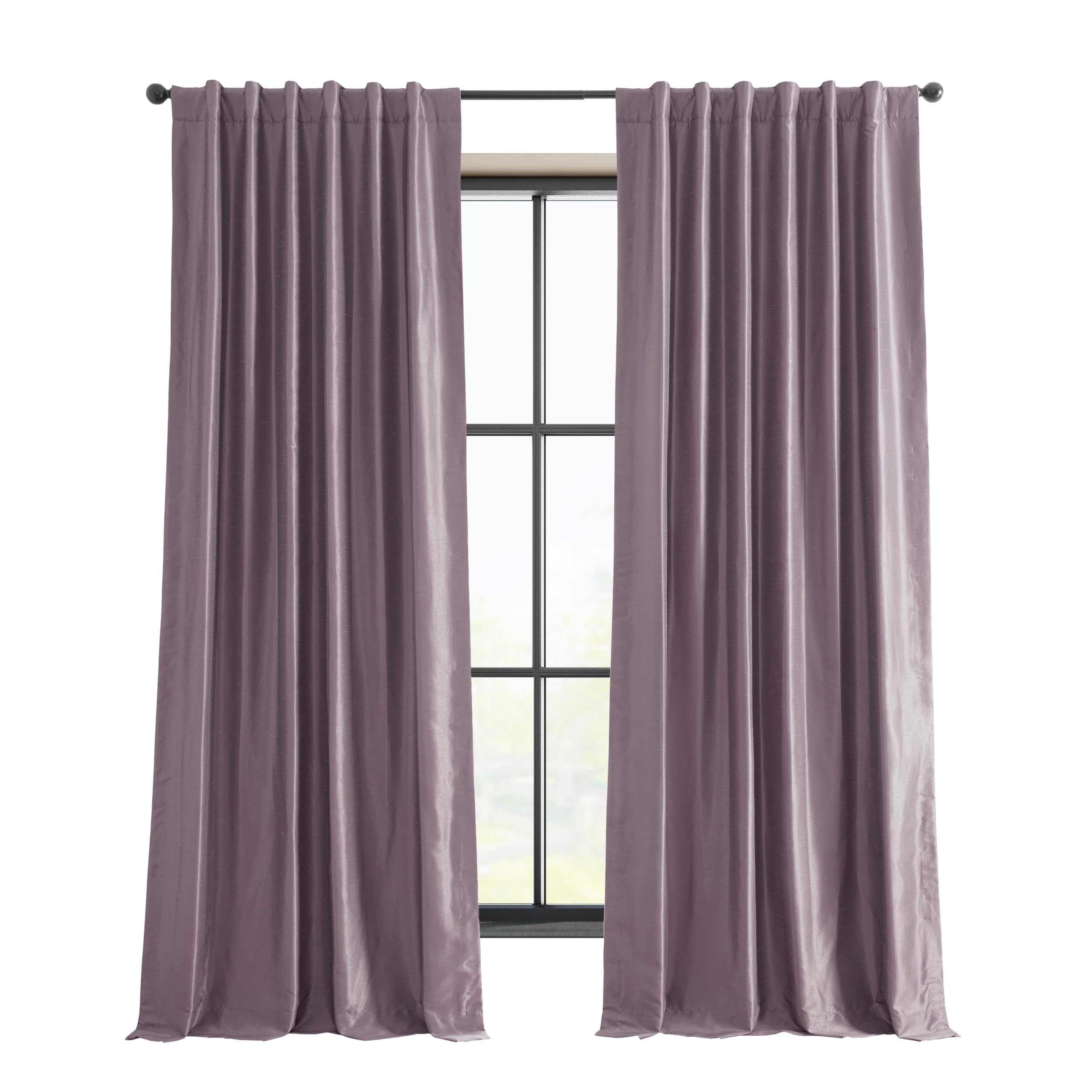 HPD Half Price Drapes Blackout Vintage Textured Faux Dupioni Curtain (1 Panel), Polyester & Polyester Blend, Smokey Plum, 50 X 108