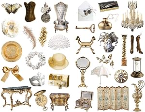 Seasonstorm Vintage Golden Home Furnishing Aesthetic Happy Planner Diary Journal Stationery Scrapbooking Stickers Travel Art Supplies