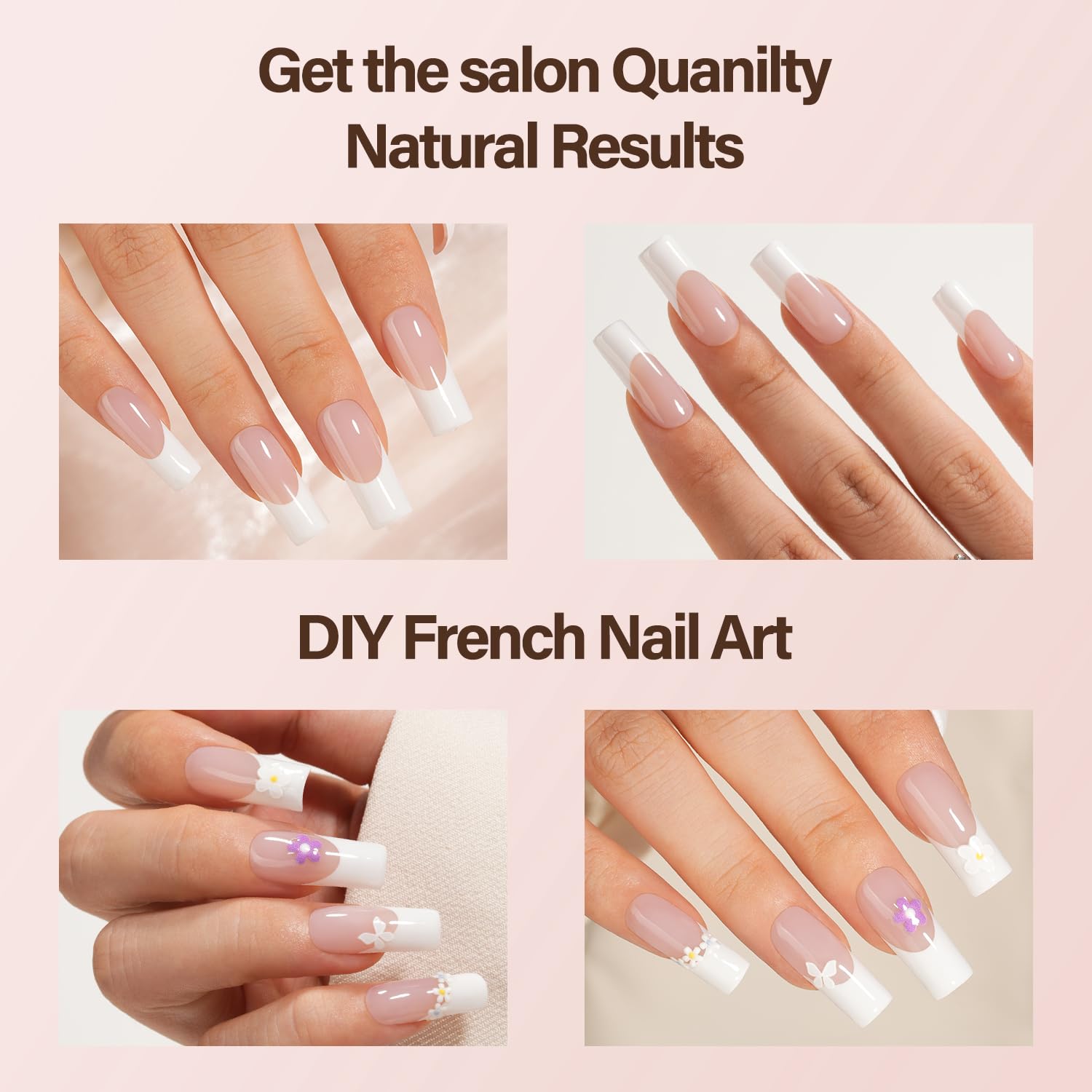 Vansiho French Gel Nail Tips, 150Pcs Long Square Gel Nail Tips, French Tips Press on Nails, French Square No Need to File 3 in 1 Pre-French Gel Tips, Fake Nails for Nail Art DIY 15 Sizes - Image 4