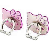 CellDesigns Kitty Cell Phone Ring Grip Stand Holder Car Mounts (Rose Gold, Gold/Pink Rim)