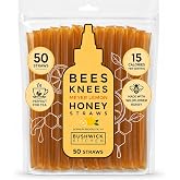 Bees Knees Meyer Lemon Honey Sticks, 50 Single Serve Straws | Artisan Honey Made in the USA, Individually Wrapped, Gluten Free, Paleo | Elevate Tea, Toast, Charcuterie &amp; Cheese Boards