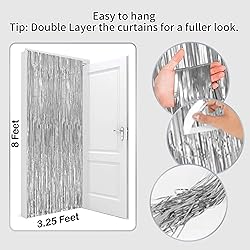 3 Pack 3.2ft x 8.2ft Silver Metallic Foil Fringe