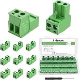 Tnisesm 16Pcs 2 Pin Screw Terminal Block Connector 5.08mm Pitch Pluggable with 2 Pin Phoenix Plug 300V 15A for 28-12AWG Cable