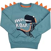 Toddler Boys Sweatshirts Dinosaur Long Sleeve Pullover Crewneck Shirts Cartoon Tee Sport Tops for Kids 1-8T