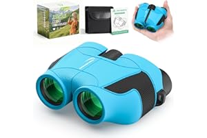 Aurosports 15x25 Kids Binoculars Compact - Shockproof Binoculars for Kids 3-12 - High Resolution Binoculars for Hiking, Campi