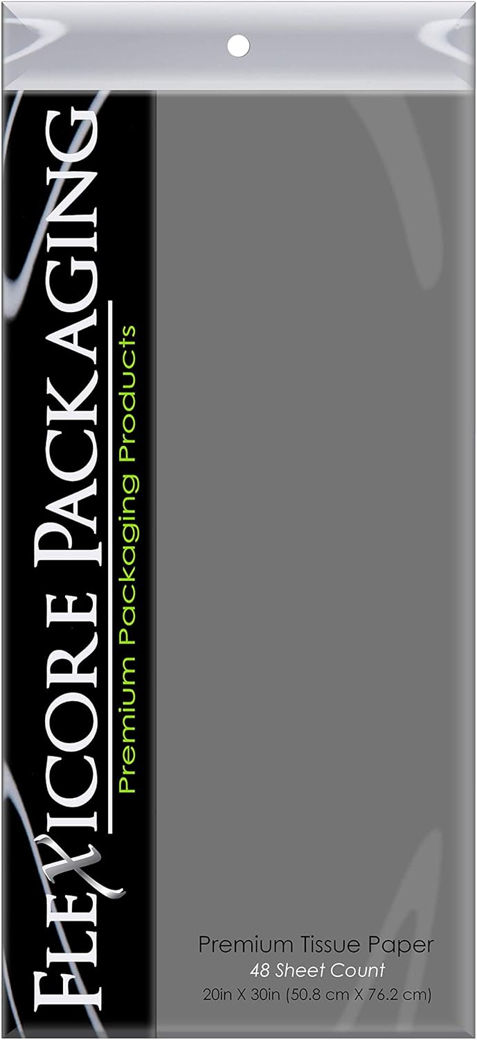 Flexicore Packaging Gray Gift Wrap Tissue Paper XL | Size: 20 Inch X 30 Inch | Count: 48 Sheets | Color: Gray: Health & Personal Care