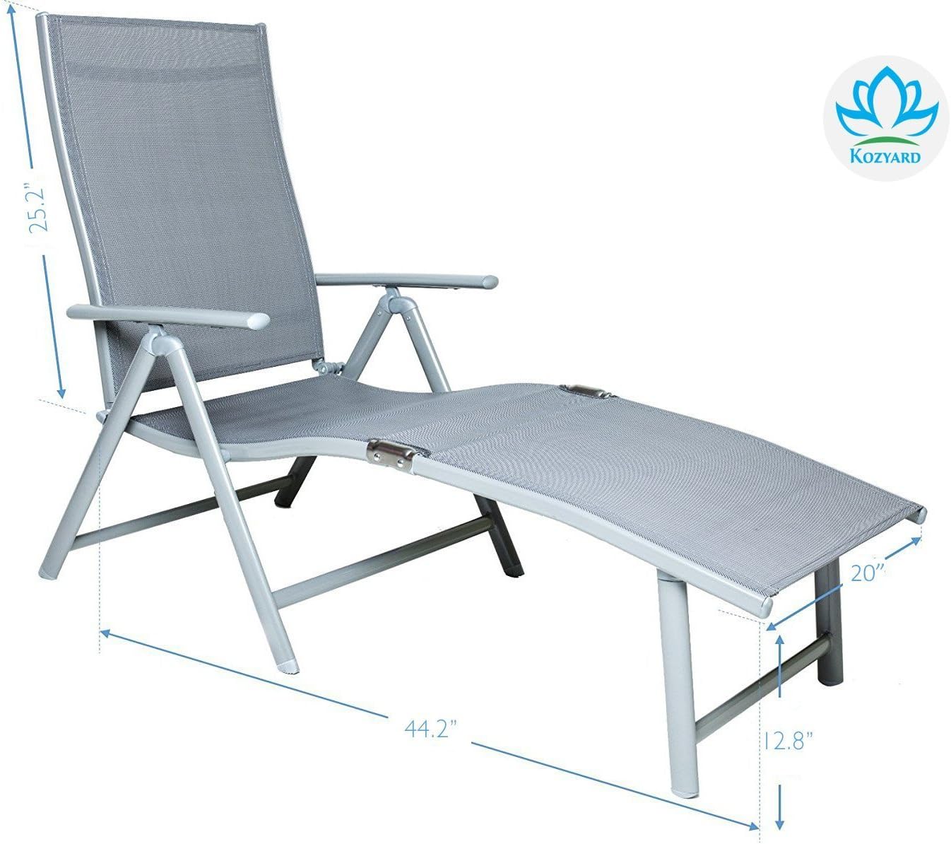 kozyard cozy aluminum beach yard pool folding reclining adjustable chaise lounge chair