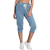 SPECIALMAGIC Women's Sweatpants Capri Pants Cropped Jogger Running Pants Lounge Loose Fit Drawstring Waist with Side Pockets
