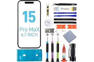 Tpyag for IPhone 15 Pro Max Screen Replacement, Glass Replacement for IPhone 15 Pro Max 6.7 inch, Screen Repair Kit with Waterproof Adhesive(NO OLED & Touch Digitizer)