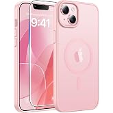 FNTCASE for iPhone 15 Plus / 14 Plus Case, Fit for Magsafe, Light Pink | Screen Protector, Translucent Matte, Military Grade Drop Proof, Shockproof Protection Bumper, Protective Magnetic Phone Cover