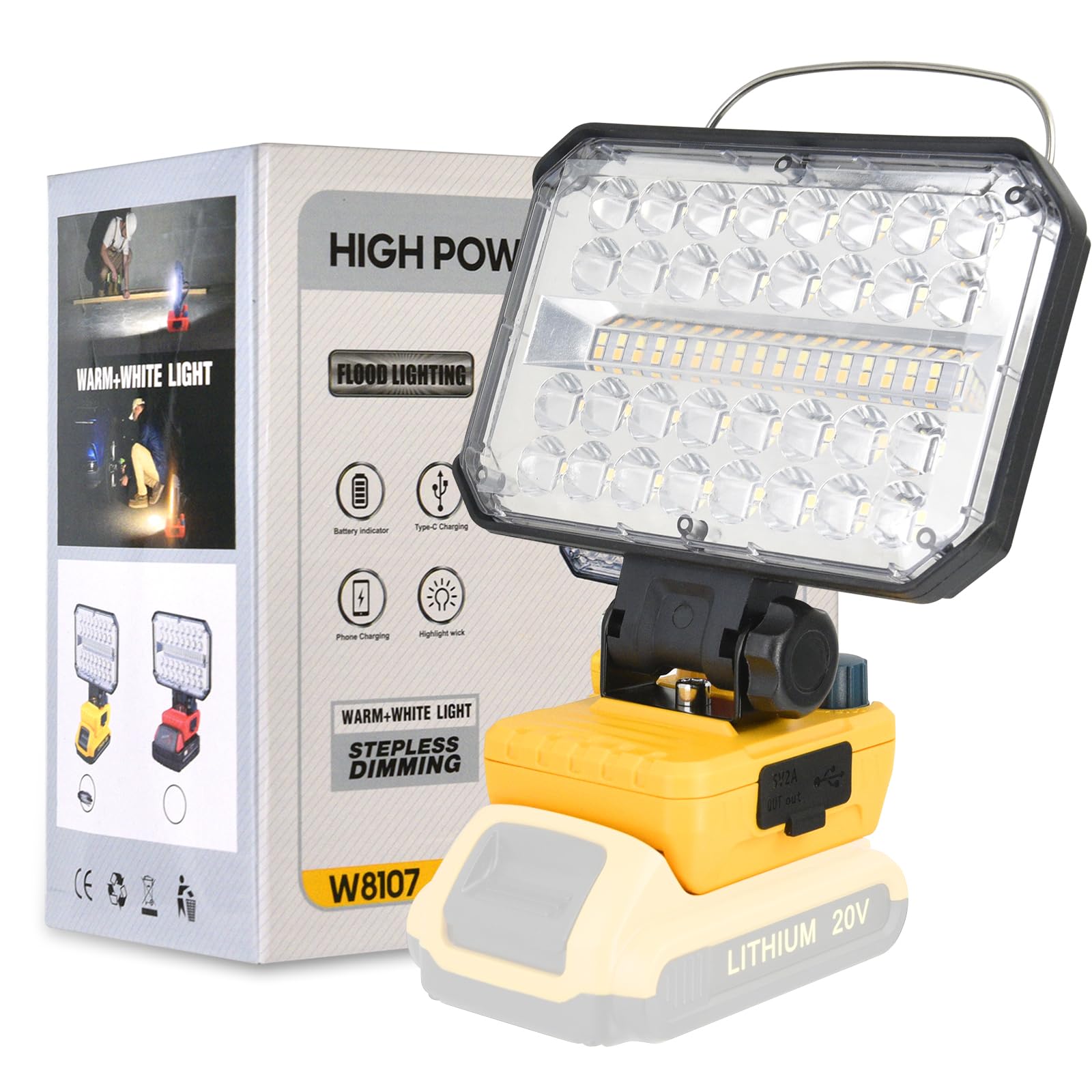 4200lm 40w Lámpara Led Para Dewalt 20v Batería | Meses sin interés