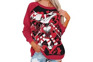 SGSOACO Hazbin Hotel Long Sleeve Sweatshirts hazbin Hotel Merch(Hell Inn) Women's Round Neck Anime Pullover Cosplay Tops