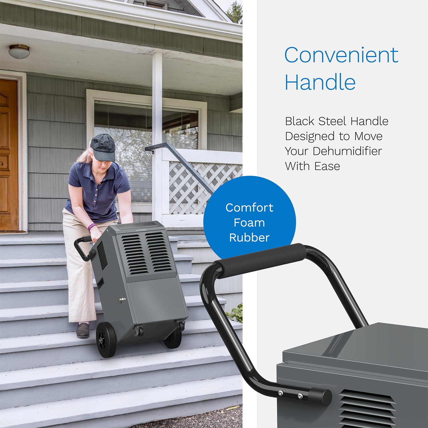 hOmeLabs Commercial Grade 160 Pint Dehumidifier - Built-In Pump, Includes Drain Hose and Washable Filter - Ideal for Large Basements, Industrial or Commercial Spaces and Job Sites